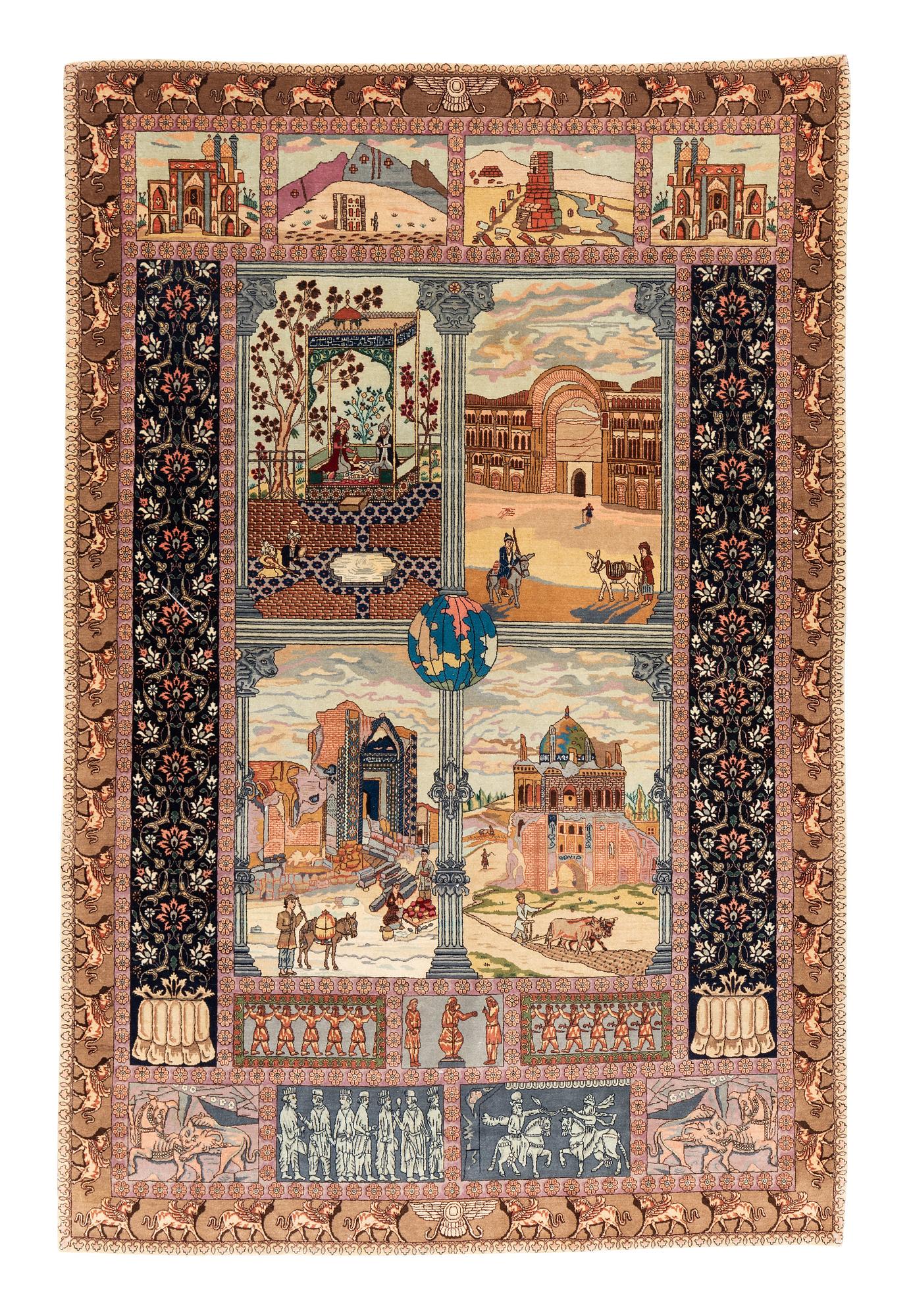 Matto, semi-antique Tabriz, "The four seasons", ca 261 x 175 cm.