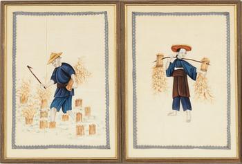 A group of twelve Chinese gouache paintings, late Qing dynasty / around 1900.