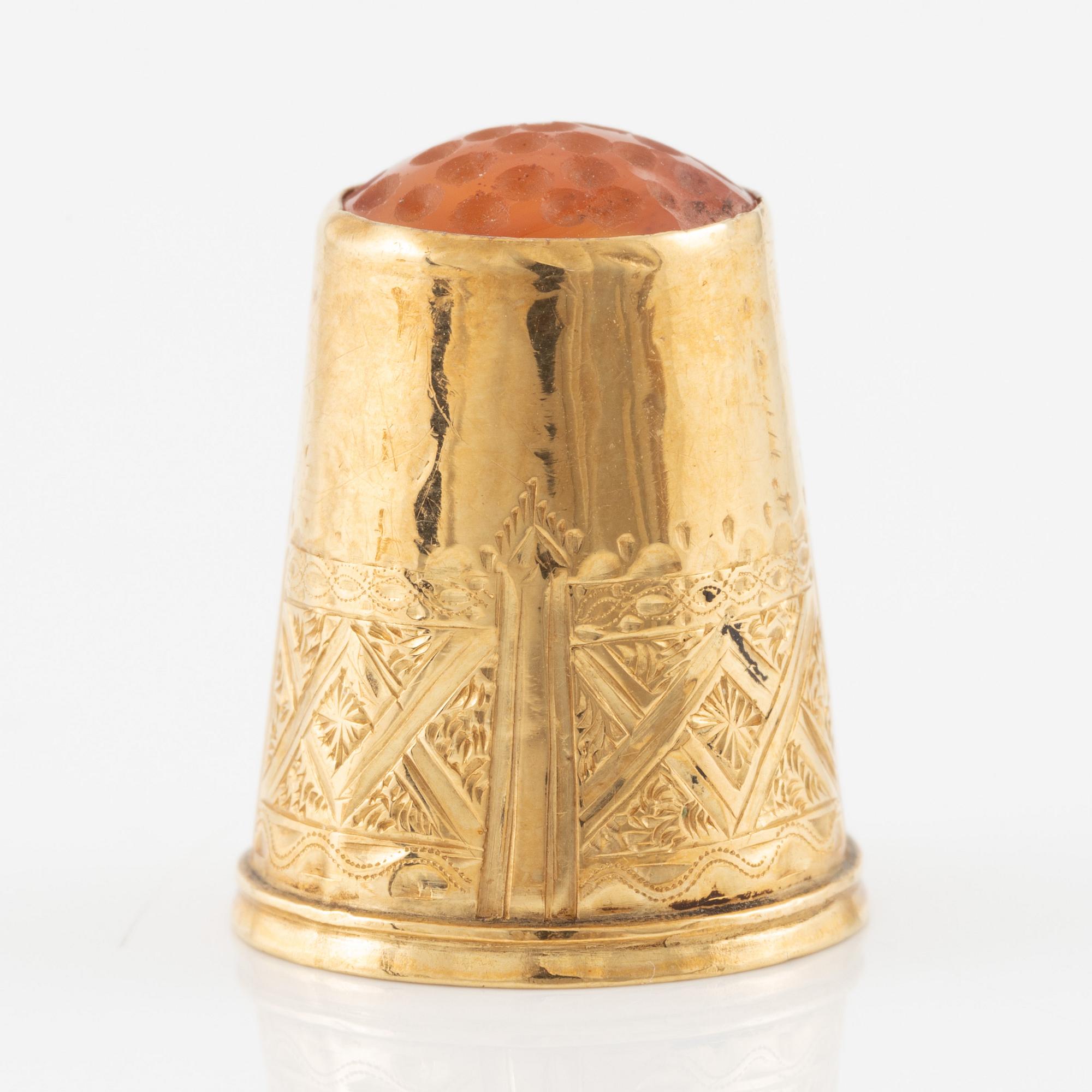 Thimble, ring, sleeve, 18K gold.