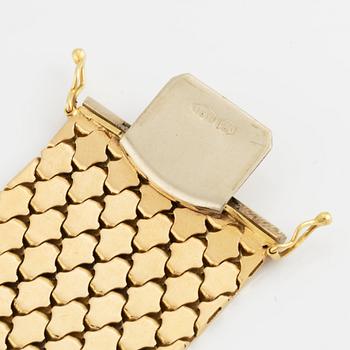 18K gold three coloured bracelet, Vicenza, Italy.