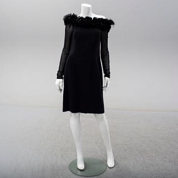 ESCADA COUTURE, a wool dress with feather collar, size 40.