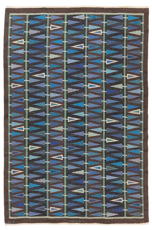 Ingrid Dessau, a carpet, flat weave, approximately 256 x 171 cm, signed KLH VP HM ID.