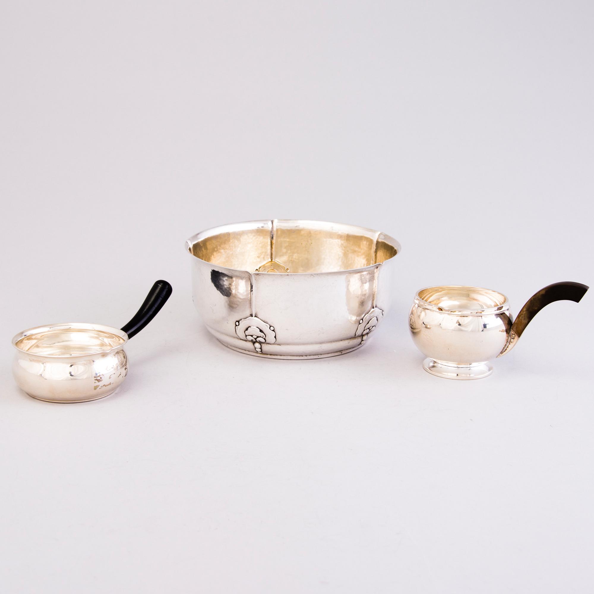 Three Danish silver bowls, two with mark of Grann & Laglye and one marked Christian F. Heise, 1922-37.