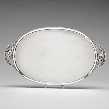 127. Georg Jensen, a sterling silver "Blossom" tray, Copenhagen 1920-30's, design nr 2E.