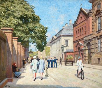 354. Paul Fischer, Sunny street scene, Bredgade, Copenhagen.