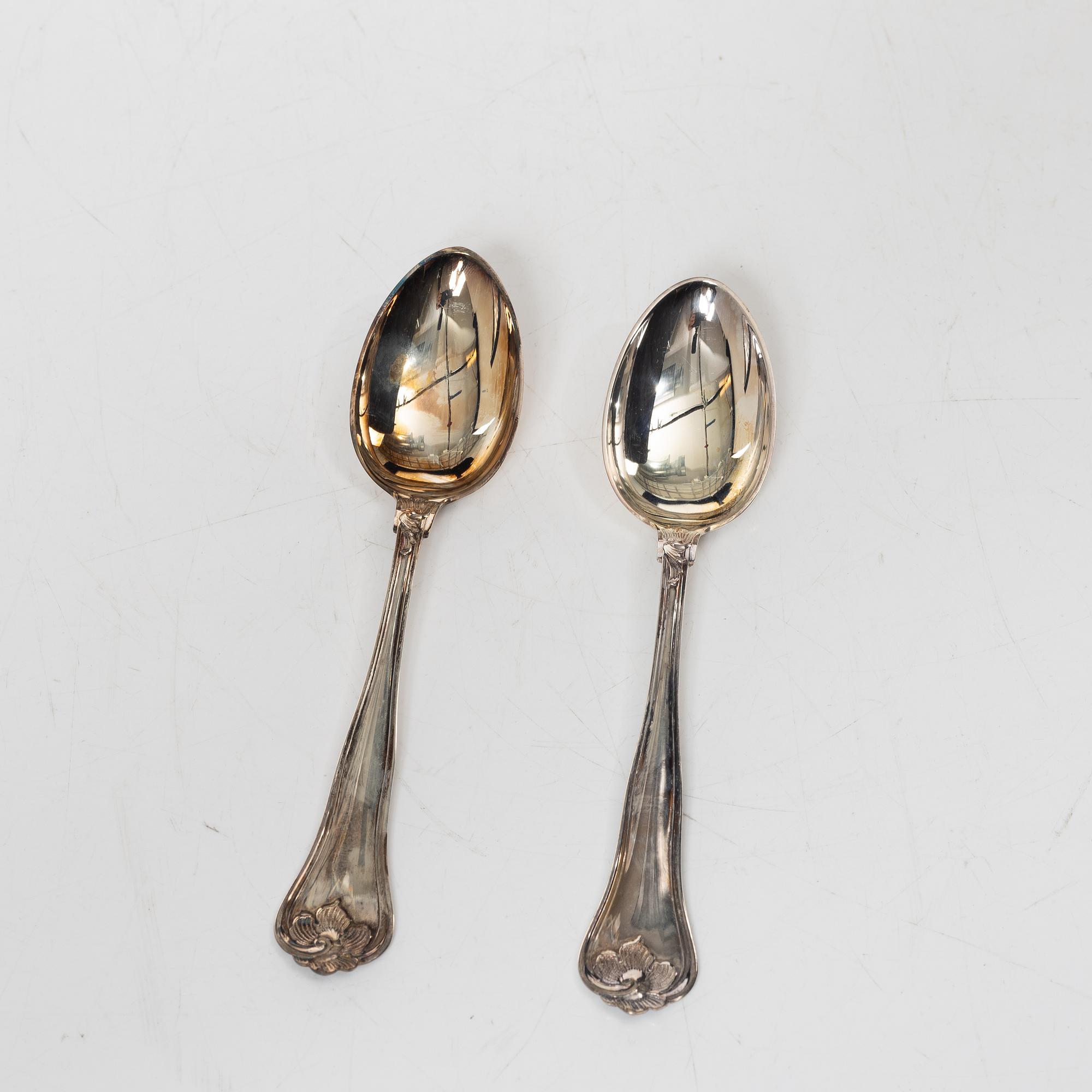 Table spoons 12 pcs, coffee spoons 12 pcs silver, Cohr.