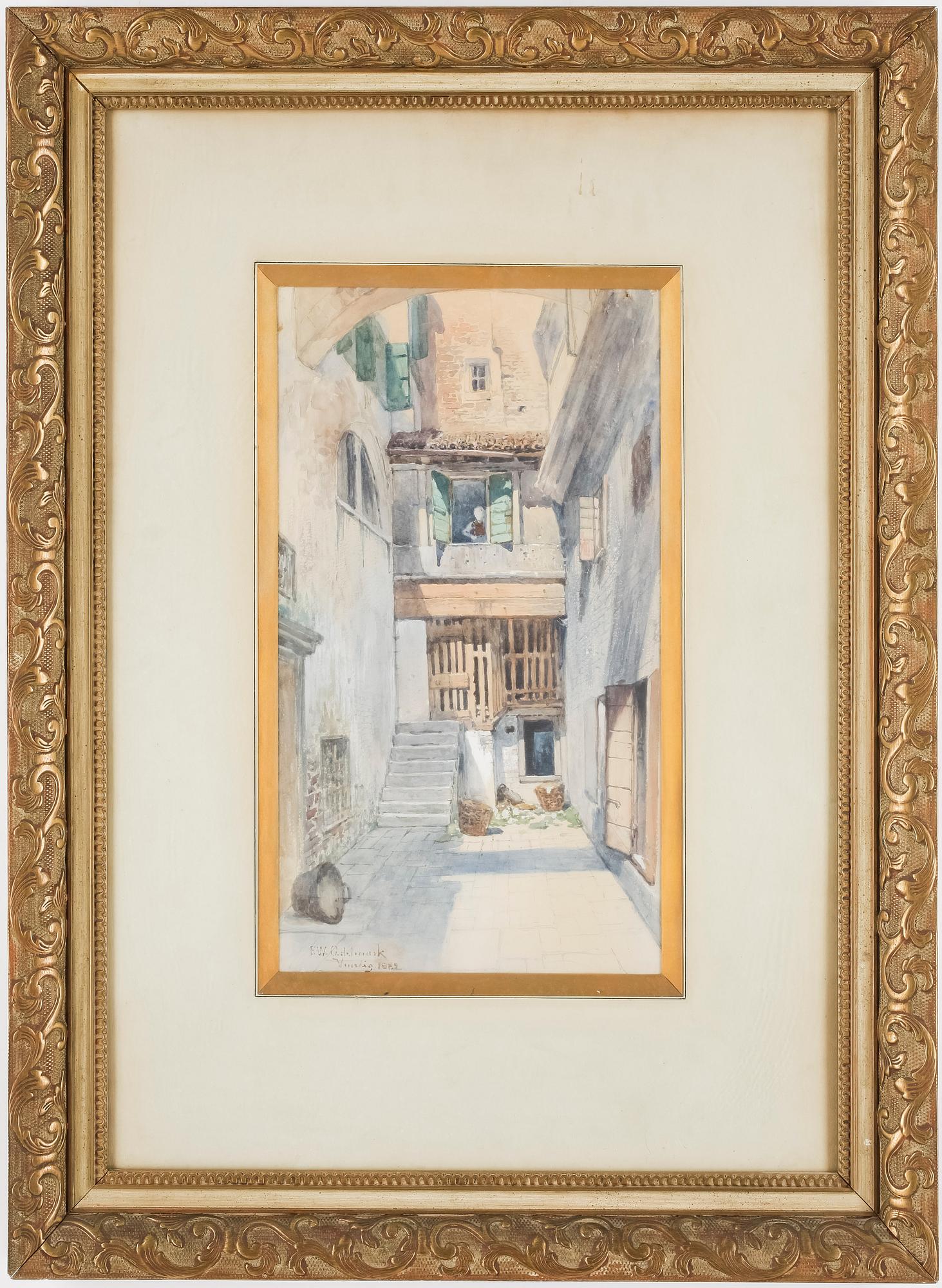 FRANS WILHELM ODELMARK, akvarell med täckvitt, signerad och daterad Venedig 1882.