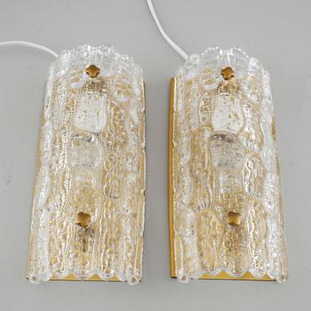 A pair of wall lamps by Carl Fagerlund for Orrefors, second half of the 20th century.