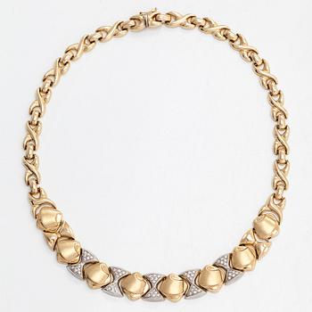 A 14K gold necklace, with diamonds totalling approx. 0.90 ct. Finnish import marks.