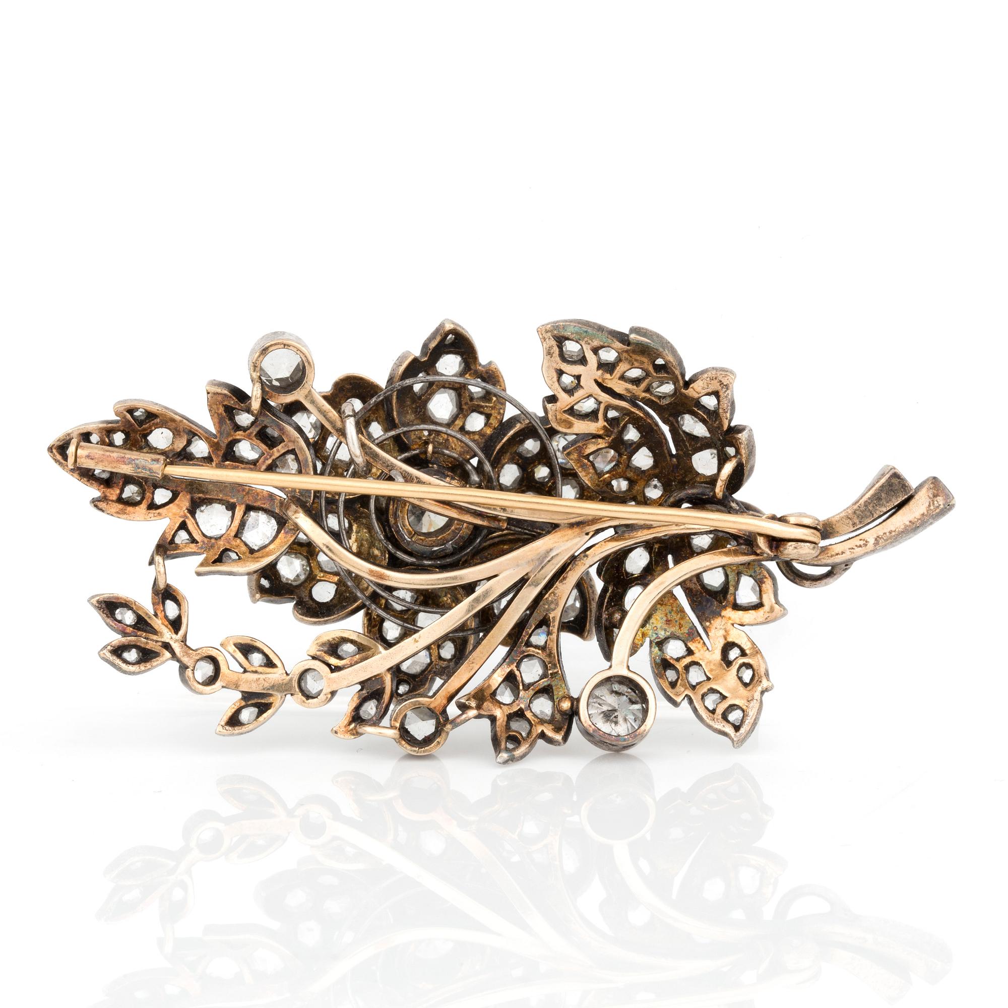 KVISTBROSCH med gammal och rosenslipade diamanter, troligen 1800-talets slut.
