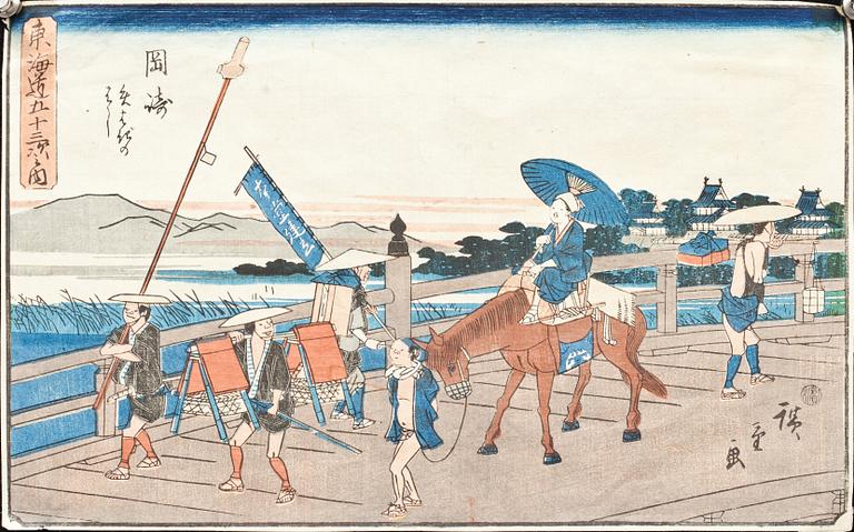 FÄRGTRÄSNITT, 3 st, Japan, 1800 och 1900-tal.