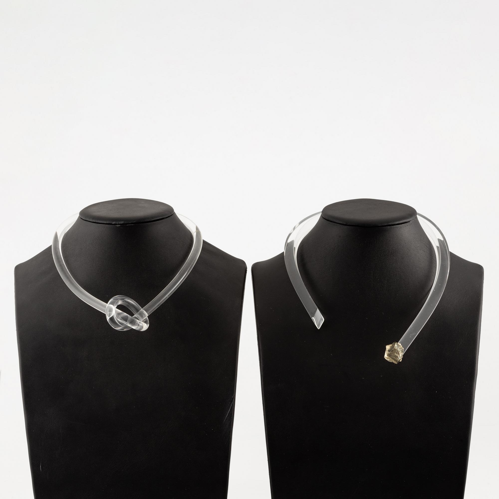 Siv Lagerström, necklaces, two pieces, acrylic and pyrite.
