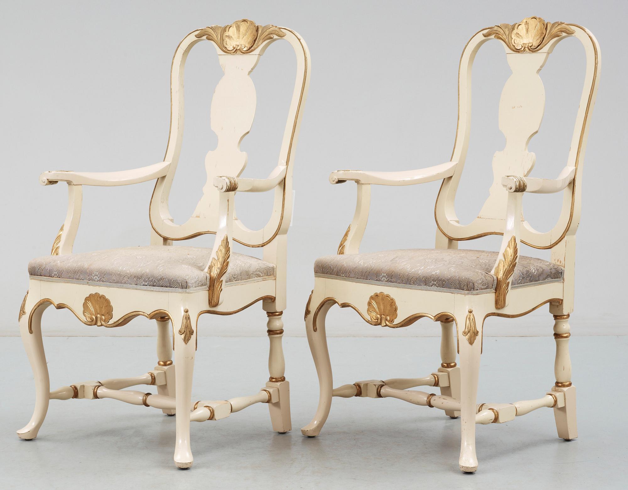 MATSALSGRUPP, 18 delar, rokokostil, Lysberg  och Hansen A/S, Kgl. Hofleverandör Palaegade Köbenhavn,1900-tal.