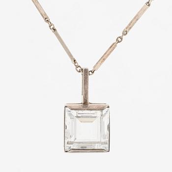 Necklace in silver with faceted rock crystal, Hallberg.