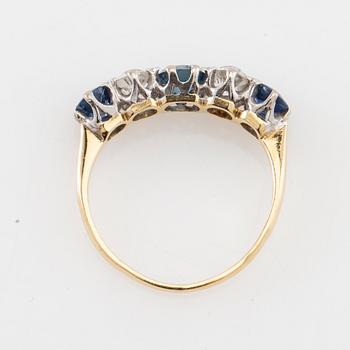 Ring 18K rose and white gold with sapphires and diamonds.