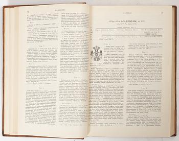 Nine volumes of Gustaf Elgenstierna's 'Den introducerade svenska adelns ättartavlor', 1925-1936.