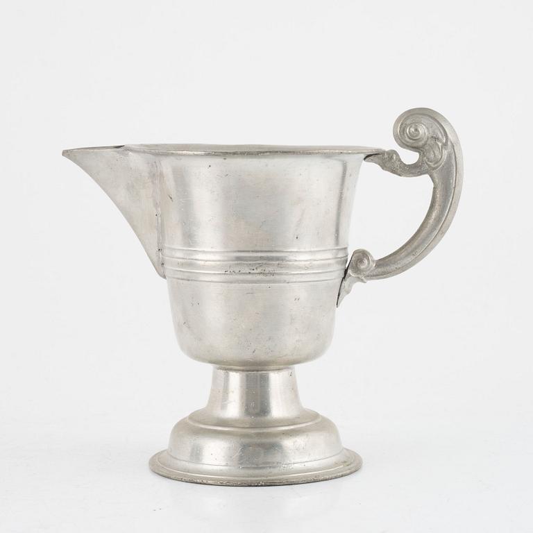 A pewter water-jug, mark of Henning Gustaf Pschorn, Stockholm 1731.