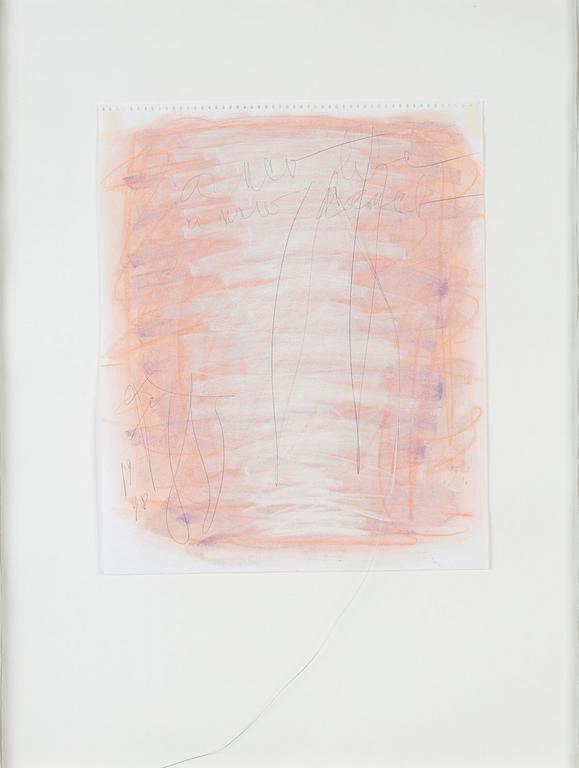 Eddie Figge, pastel and assemblage, signed and dated 1998.