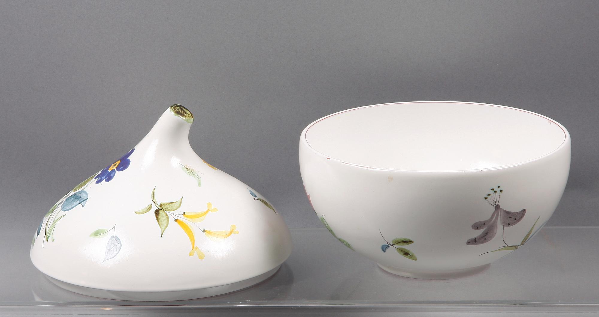 SKÅL med LOCK, fajans, Stig Lindberg, Gustavsberg, 1940/1950-tal.