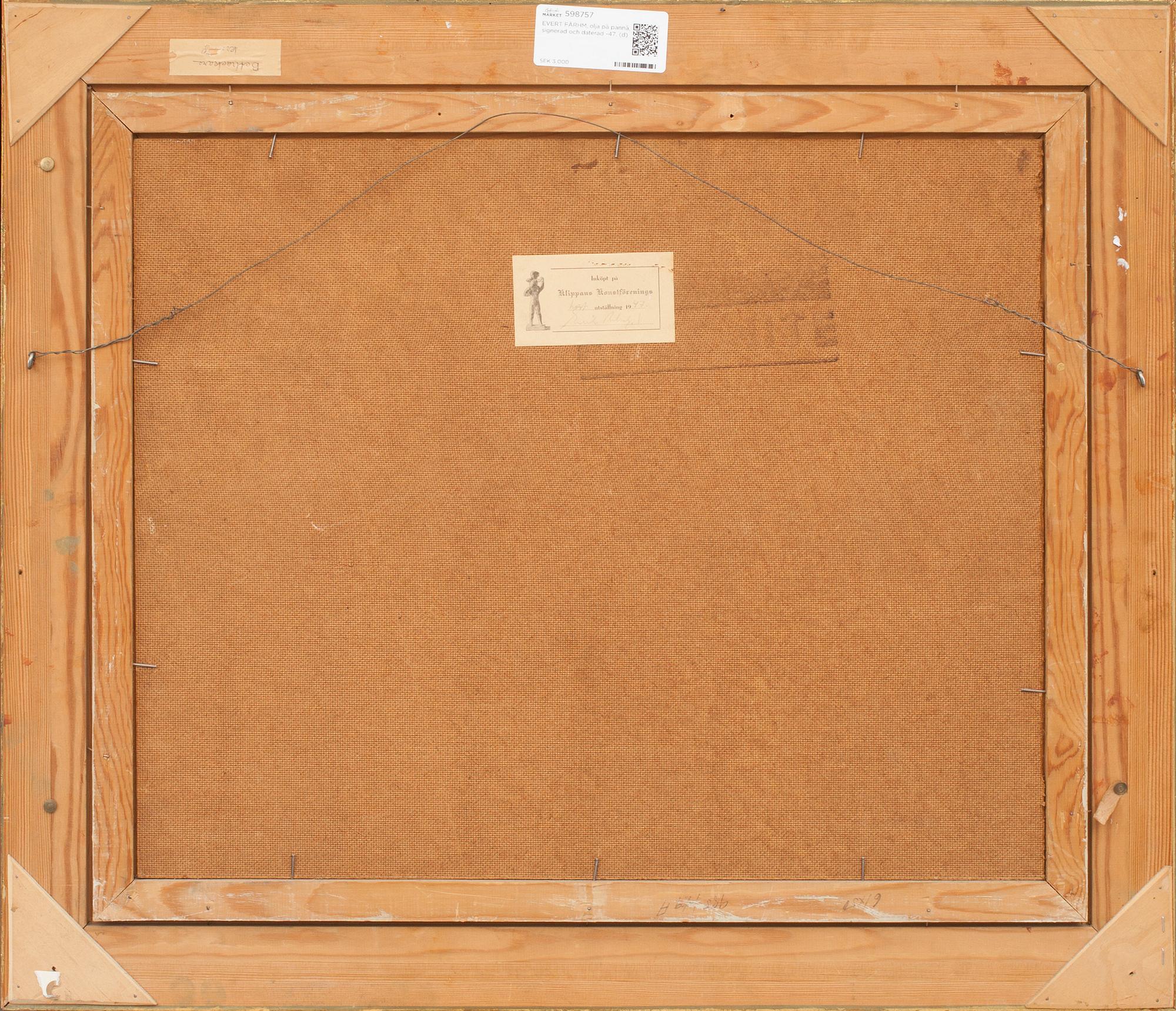 EVERT FÄRHM, olja på pannå, signerad och daterad -47.