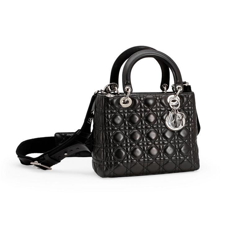 CHRISTIAN DIOR, a black leather "Lady Dior" bag.