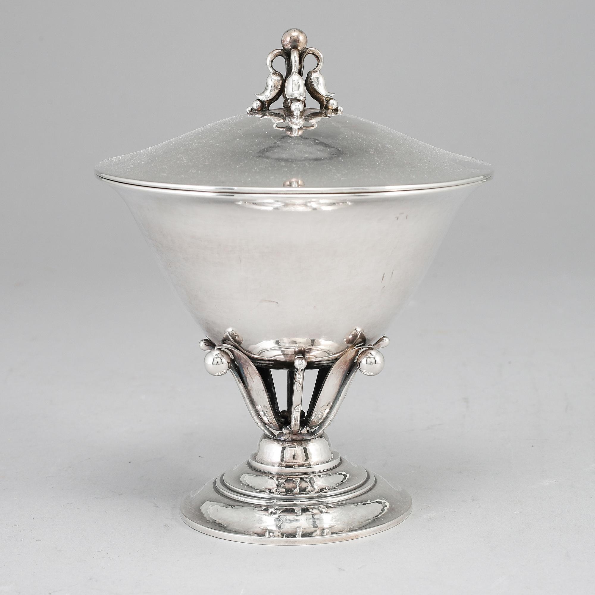A Johan Rohde sterling silver bowl with lid, model 17C, Georg Jensen after 1945.