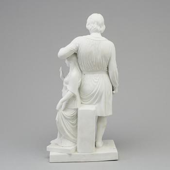 A Bing & Gröndahl bisquit sculpture of 'Thorvaldsen leaning on Hope', Denmark, 1870's.