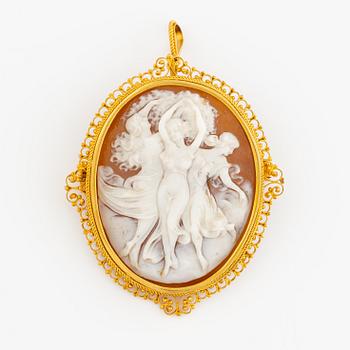 Pendant/brooch 14K gold with a cameo.