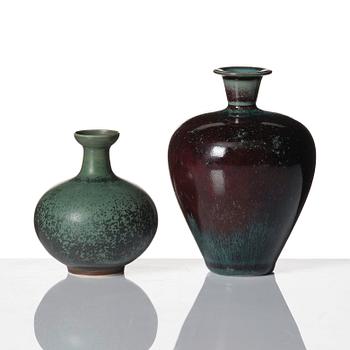 Berndt Friberg, a set of 6 stoneware vases and 3 bowls, Gustavsberg studio, Sweden 1944-47 and 1960-70s.