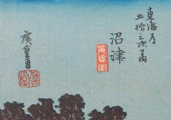 HIROSHIGE, träsnitt Japan. 1800/1900-tal.