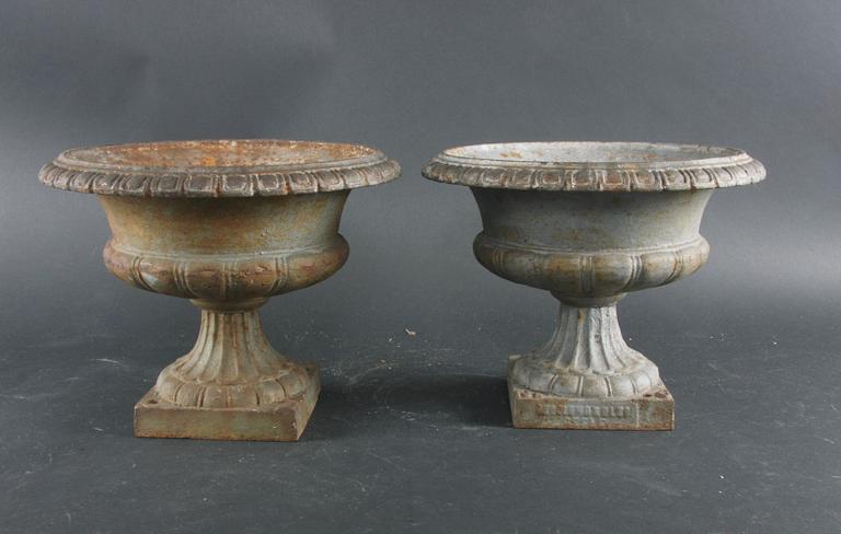 TRÄDGÅRDSURNOR, ett par, gjutjärn, 1900-tal.