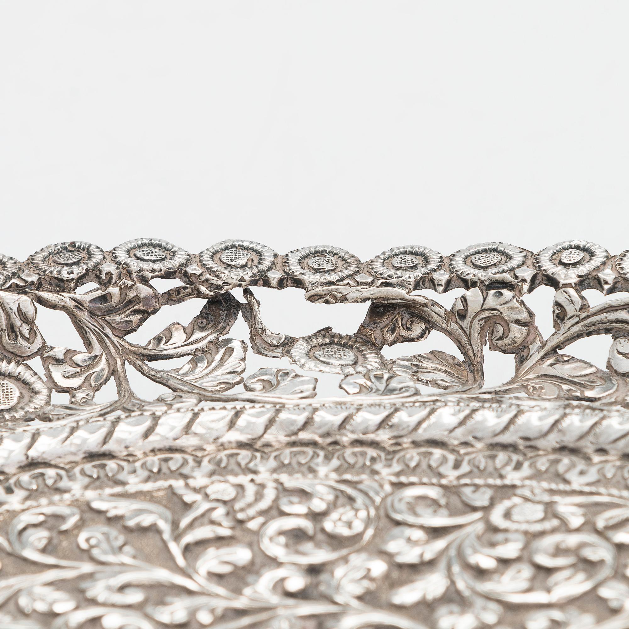 A Indian silver tray, late 19th Century.