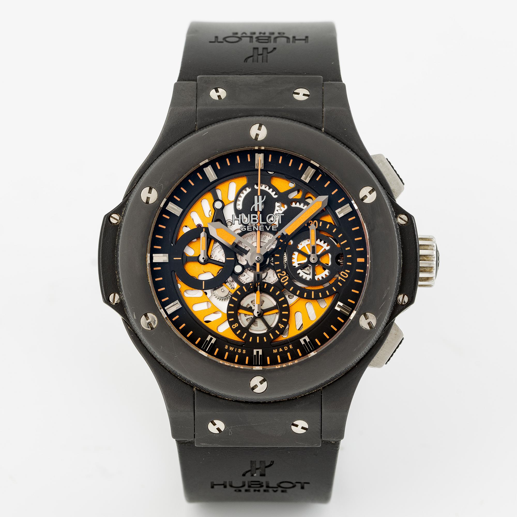 Hublot, Big Bang, Aero Bang Orange, "Limited Edition", Skeleton, chronograph, wristwatch, 44 mm.