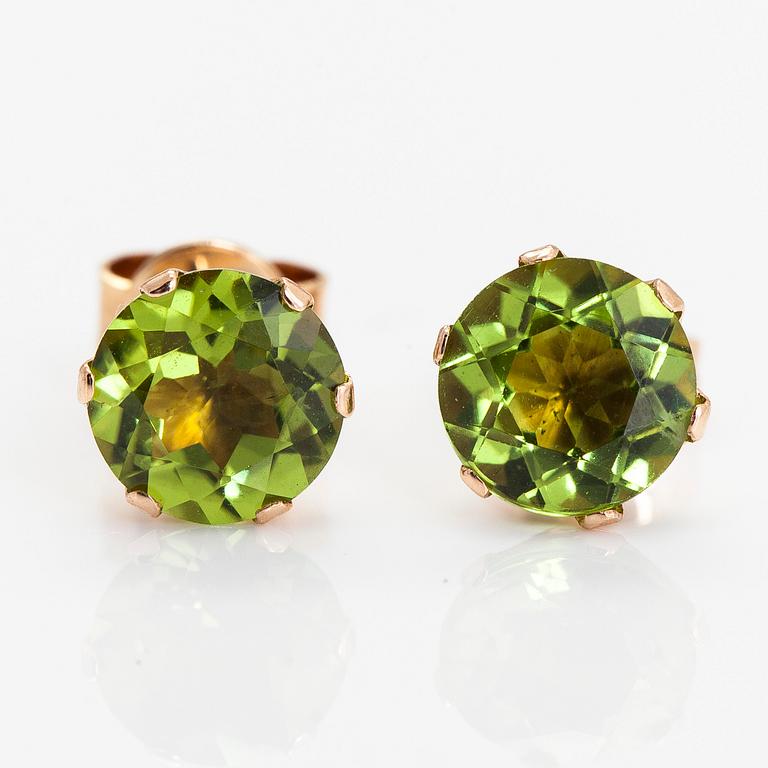 Örhängen, 14K guld med peridoter.