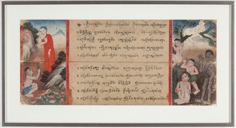 A Thai Buddhist manuscript, water colors on paper, 19th century.