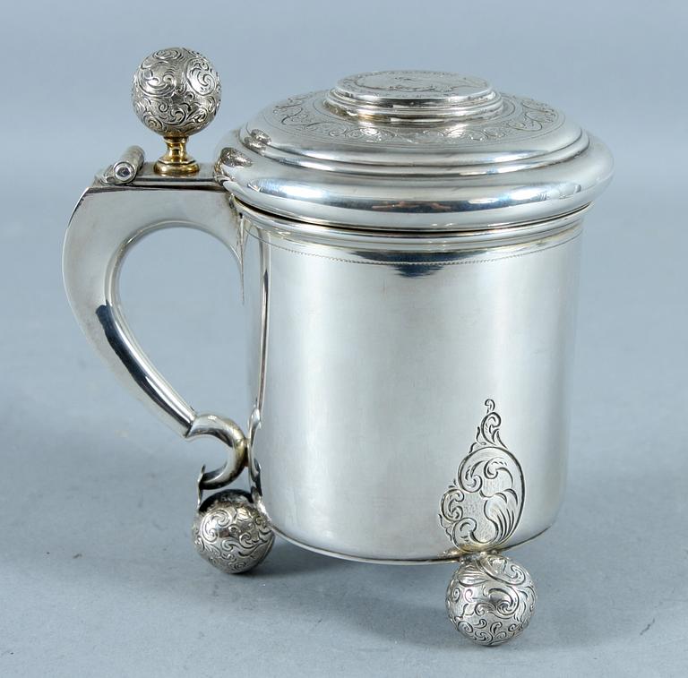 DRYCKESBÄGARE, silver, barockstil, Erlandsson, Kristianstad, 1910. Ca 420 g.