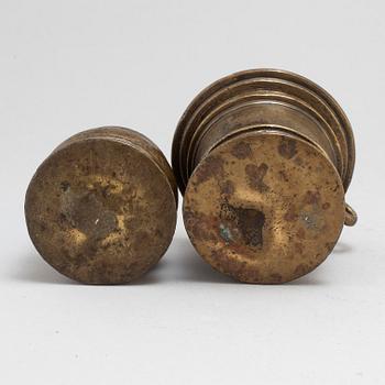 MORTLAR, 2 st, brons, 1600-tal.