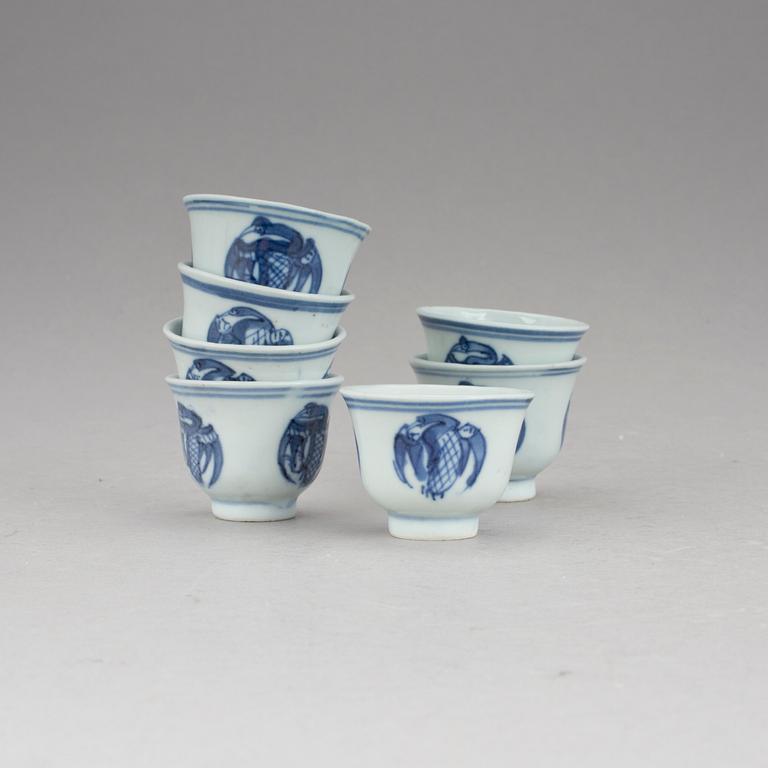 KOPPAR, 7, porslin, Kina, 1800-tal.