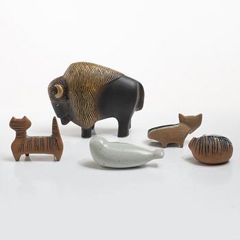 Lisa Larson, Figurines, 5 pcs, stoneware, Gustavsberg.