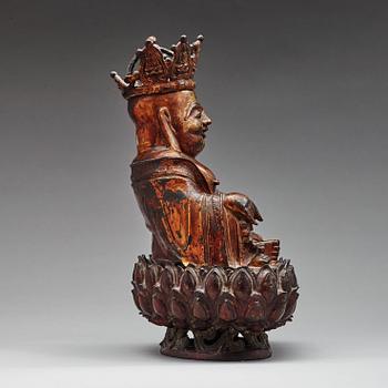 A large seated bronze figure of budhai, Ming dynasty (1368-1644).