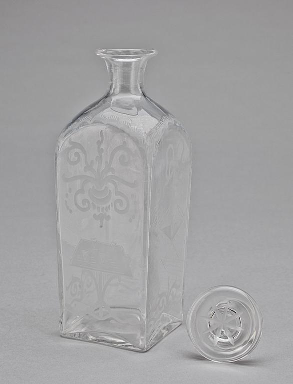 KARAFF MED PROPP, glas, Elme Glasbruk, Bacchus, 1920/30-tal.