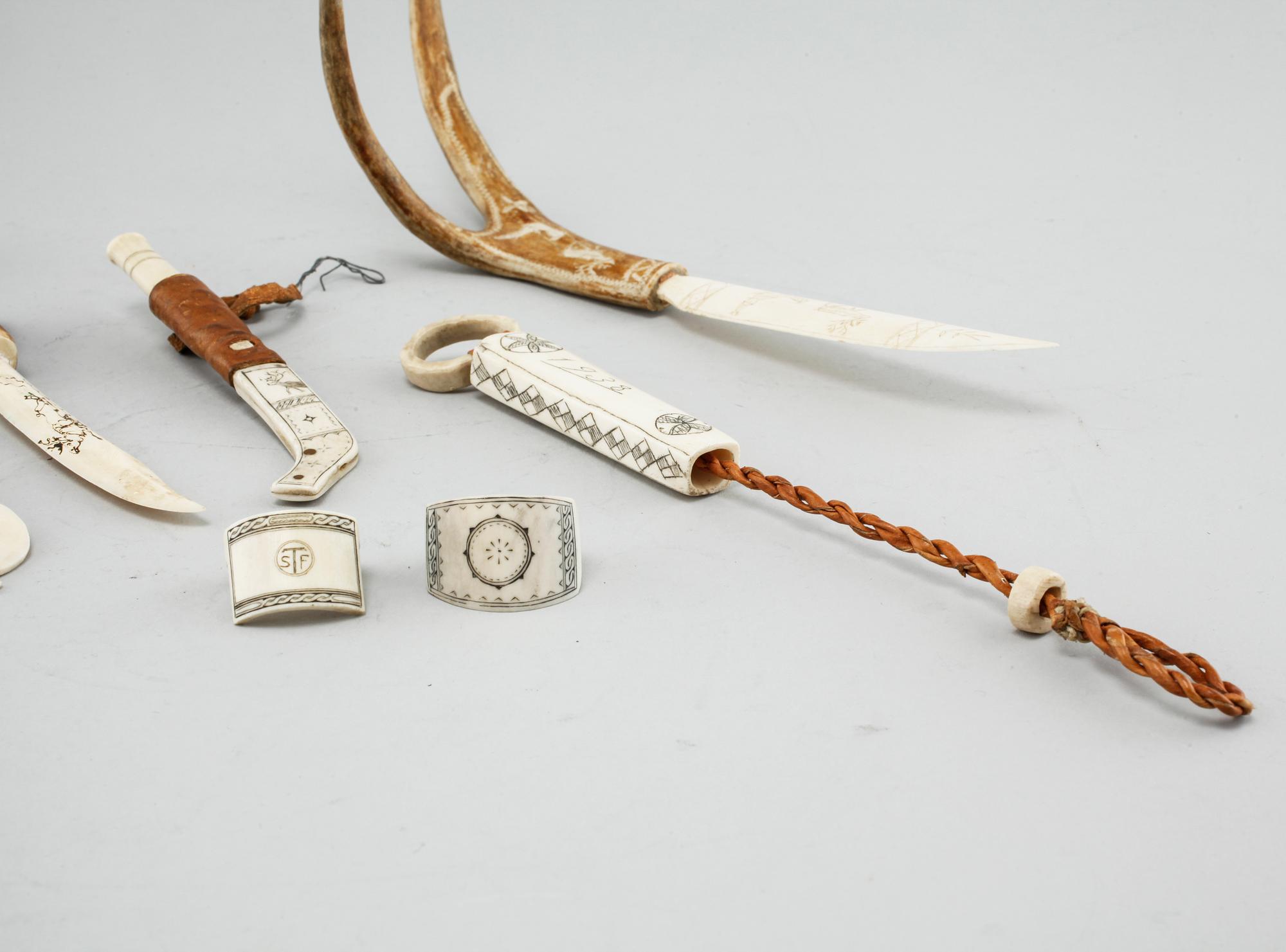 Seven sami objects, i.a letter openers, first half of the 20th century.