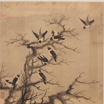 An album with 12 paintings by Qing dynasty artists, circa 1900. Attributed to Zhang Jian, Shou Ping, Yang Jin, after.