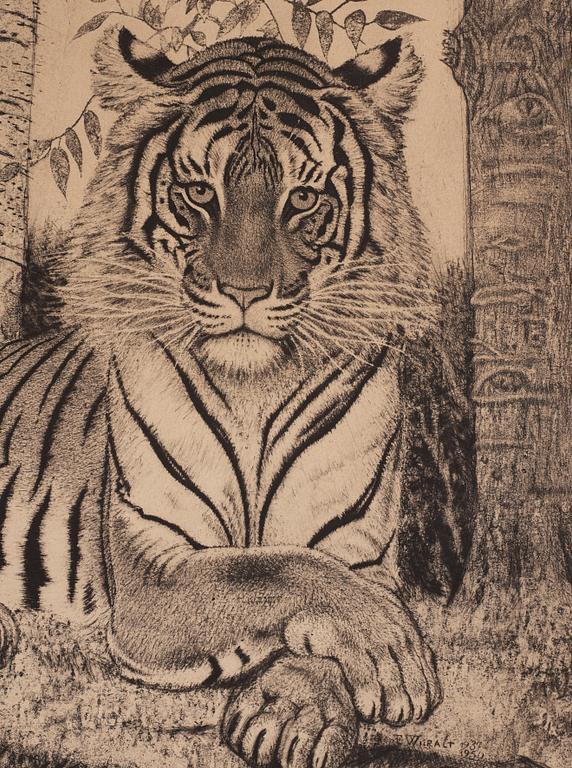Eduard Wiiralt, "Reclining tiger" (Lamav tiiger).