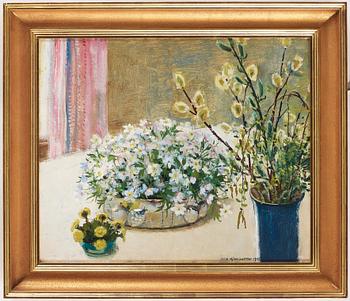 Olle Hjortzberg, Still life with Coltsfoot and Anemone nemorosa.