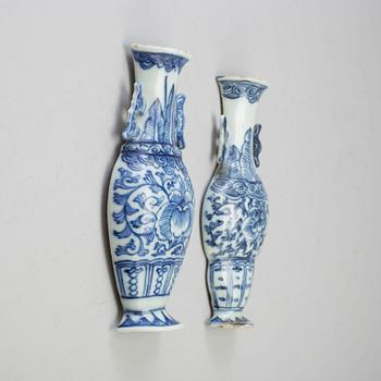 Two blue and white wall vases, Qing dynasty, Qianlong (1736-95).