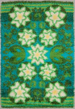 MATTA, rya, "Näckros", Astrid Sampe, Wahlbecks Rya, Linköping, 1960-tal. Ca 200 x 137 cm.