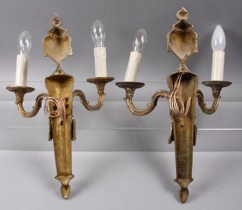 VÄGGAPPLIQUER, ett par, mässing, Louis XVI-stil, 1900-tal.