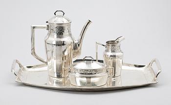 KAFFESERVIS, 4 delar, nysilver, Jugend, 1910-tal