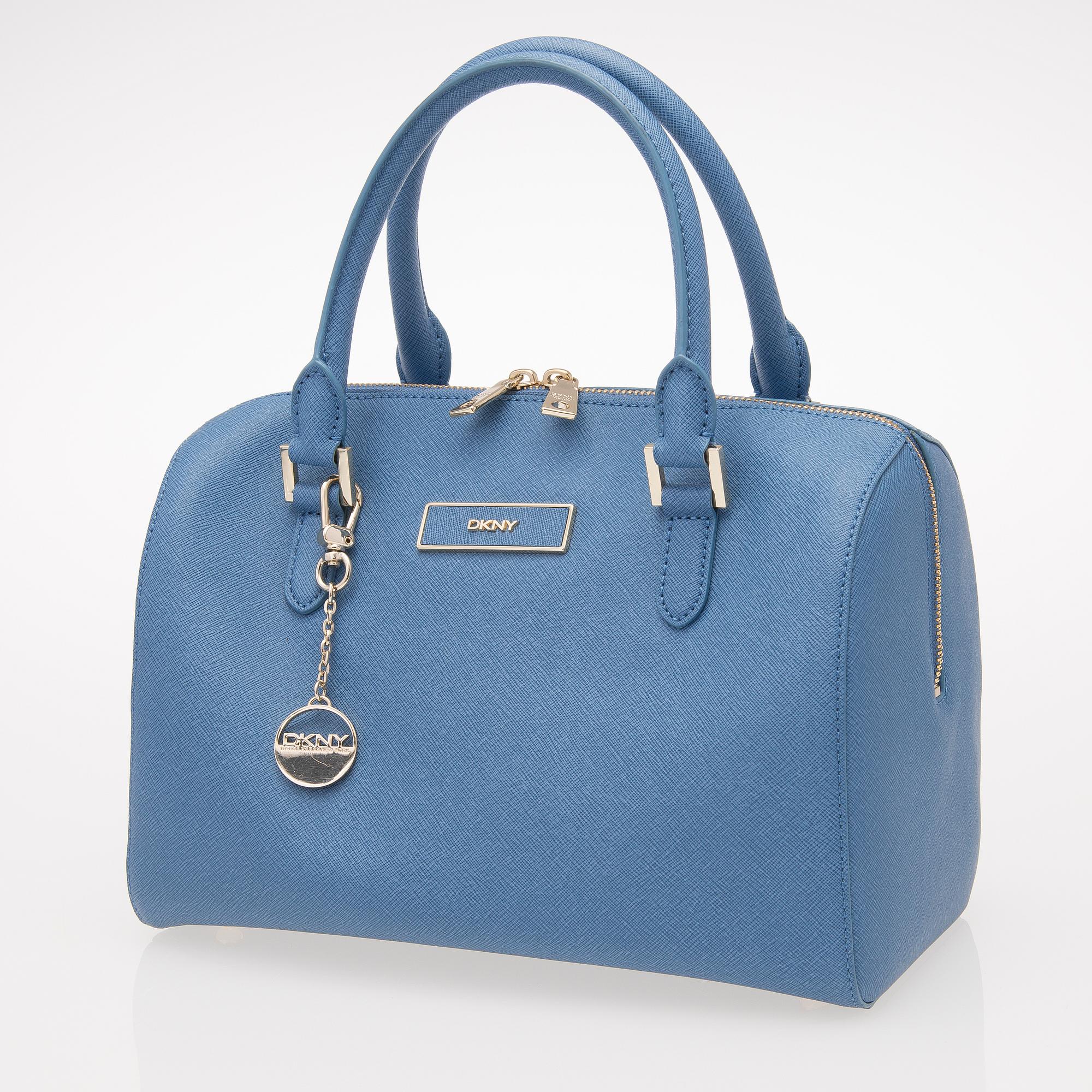 A Saffiano Blue Leather Handbag.